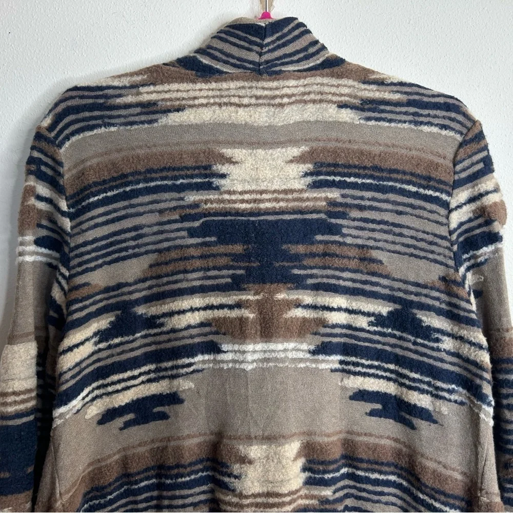 Lucky Brand L Textured Aztec Multicolor Knit Cardigan Open Front Boho Western - Picture 11 of 13